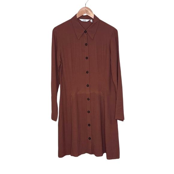 Paris Atelier & other stories brown rust long sleeve shirt dress size 8 - Picture 3 of 8